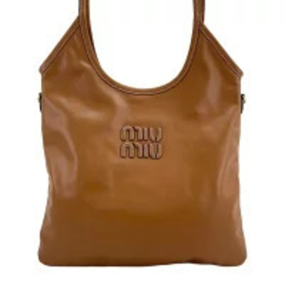 Miu Miu Ivy leather shoulder bag cognac brown